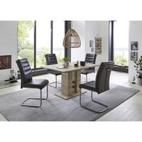 Tischgruppe Paula IIi G - Eichefarben/Anthrazit, MODERN, Holzwerkstoff/Textil (140-220/76/90cm) - MID.YOU