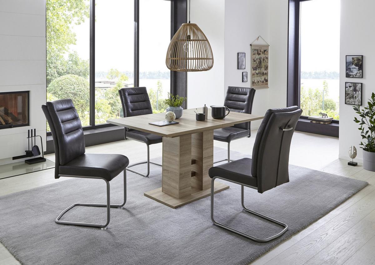 Tischgruppe Paula IIi G - Eichefarben/Anthrazit, MODERN, Holzwerkstoff/Textil (140-220/76/90cm) - MID.YOU