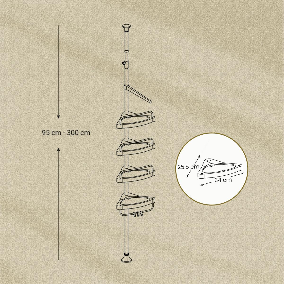 Duschregal Weiß B: 35 cm - Weiß, Basics, Kunststoff/Metall (35/95-300/25cm)