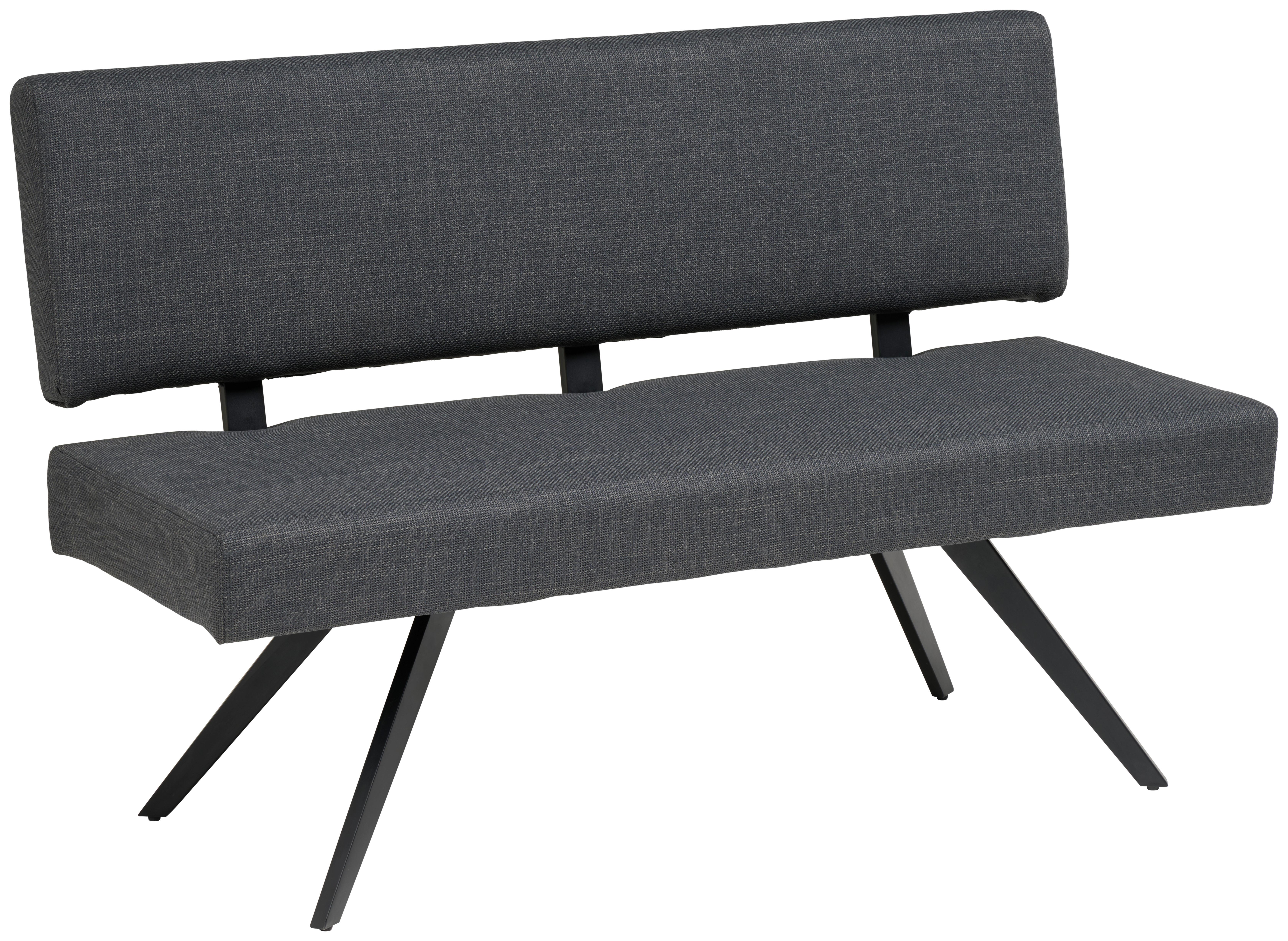 Sitzbank mit Lehne Andros dunkelgrau, B: 140cm - Dunkelgrau/Schwarz, KONVENTIONELL, Textil/Metall (140/90/62cm) - Livetastic