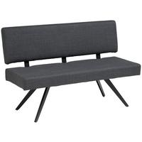 Sitzbank mit Lehne Andros dunkelgrau, B: 140cm - Dunkelgrau/Schwarz, KONVENTIONELL, Textil/Metall (140/90/62cm) - Livetastic