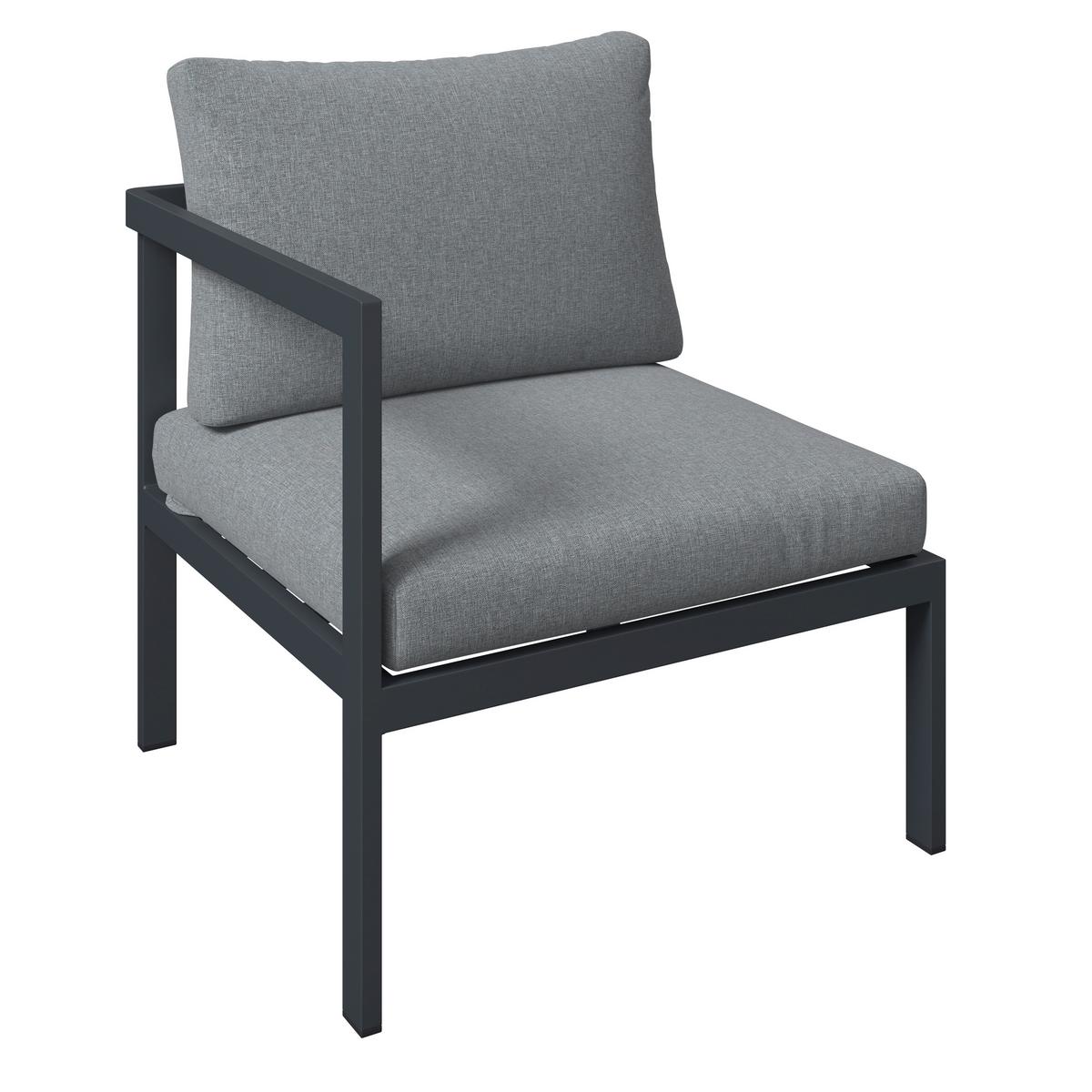 Loungegarnitur Basel - Dunkelgrau/Naturfarben, MODERN, Kunststoff/Textil - Beldano