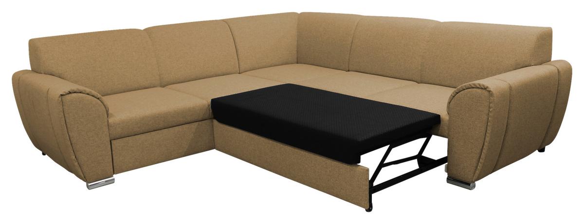 Ecksofa Delux Gelb Mit Schlaffunktion Ottomane Links - Gelb/Silberfarben, Design, Textil (266/266cm) - Livetastic