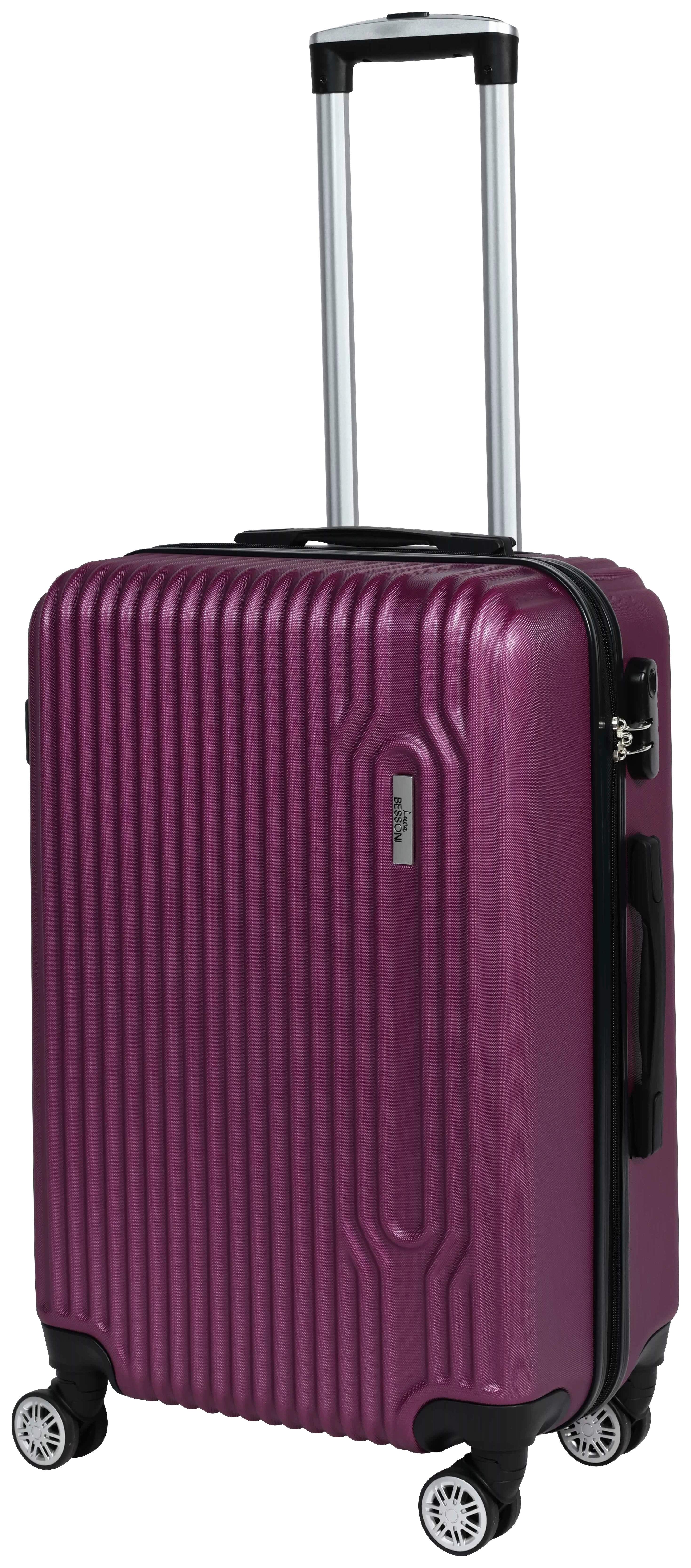 Reisekoffer Palermo 4 Rollen Hartschale, Größe M - Lila, Design, Kunststoff/Textil (43/26/65cm) - Luca Bessoni