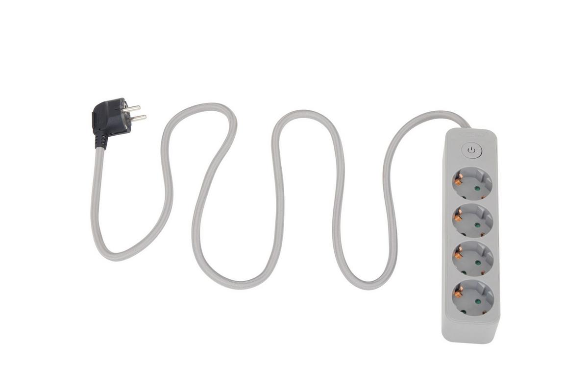 Steckdosenleiste Nia - Grau, KONVENTIONELL, Kunststoff/Metall (22,2/5,2/4cm) - Ondega