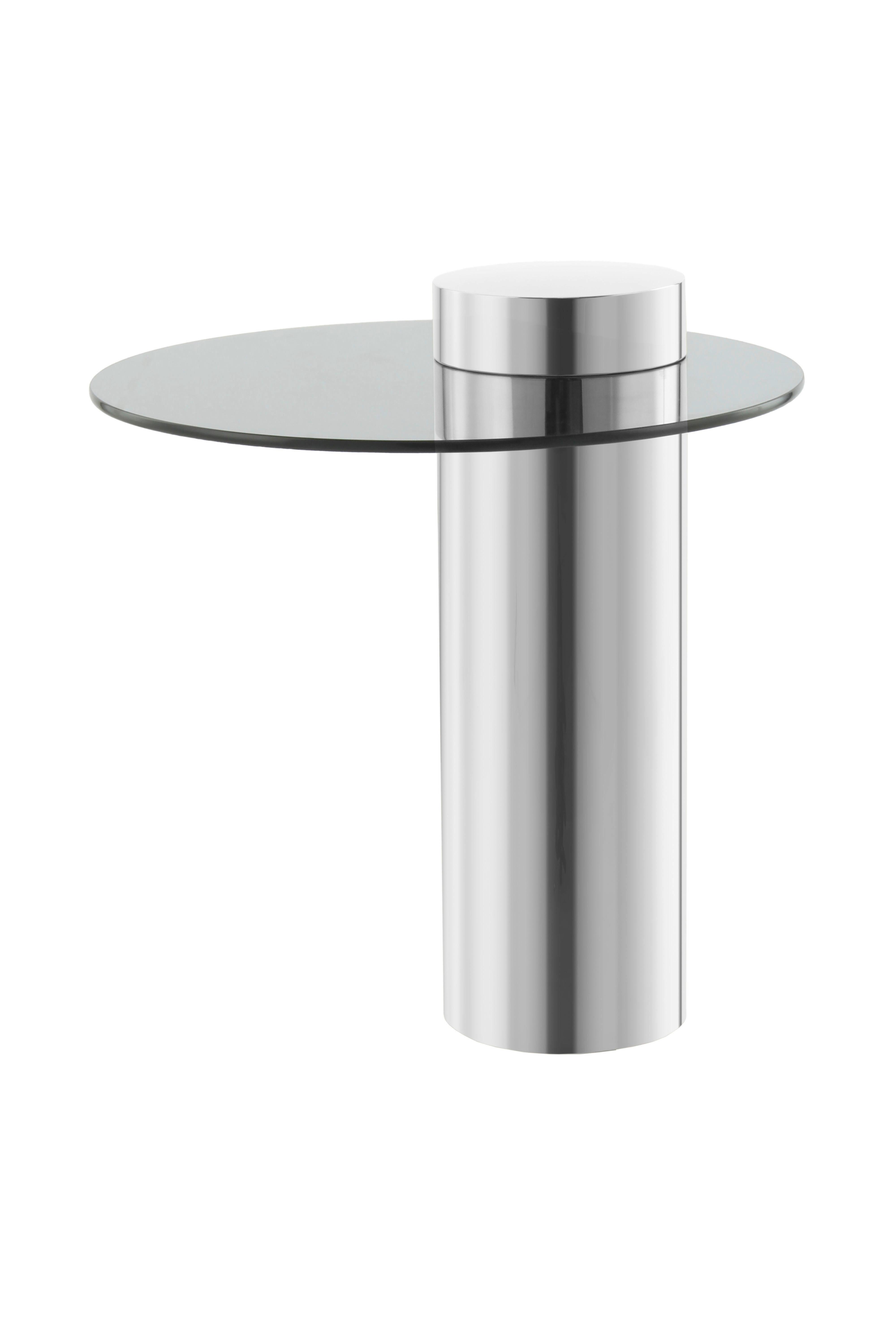 Beistelltisch mit Glasplatte rund Ontario, Grau/Silber - Silberfarben/Grau, MODERN, Glas/Metall (46/46/52cm) - Kayoom