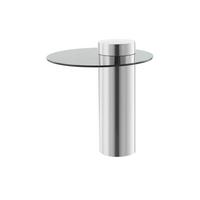 Beistelltisch mit Glasplatte rund Ontario, Grau/Silber - Silberfarben/Grau, MODERN, Glas/Metall (46/46/52cm) - Kayoom