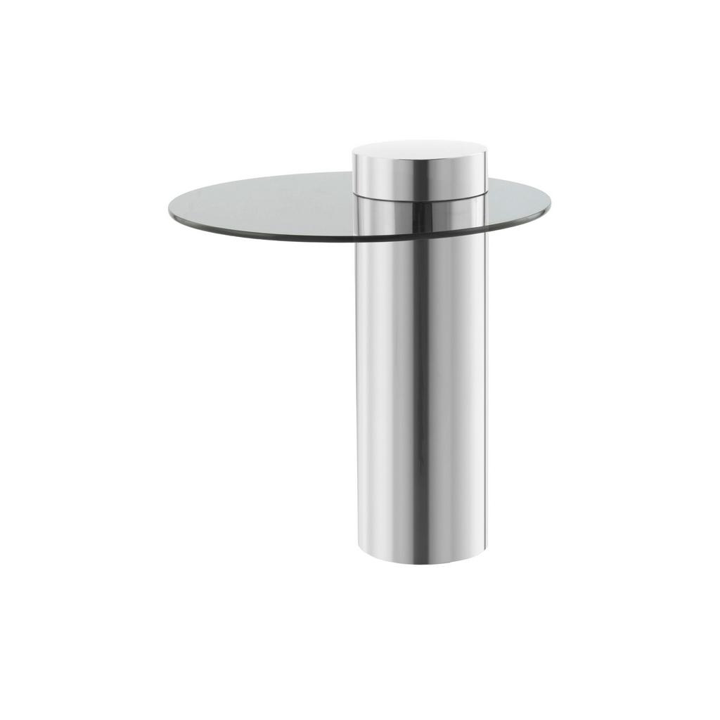 Beistelltisch mit Glasplatte rund Ontario, Grau/Silber
