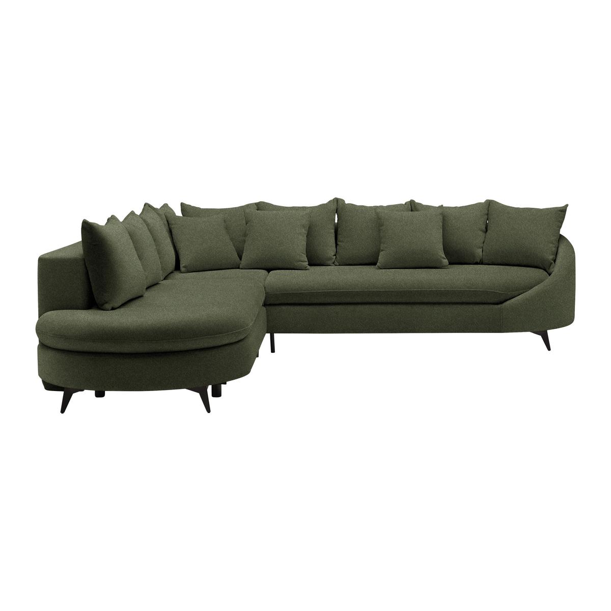 Rohová sedačka AXEL, levá, olivově zelená žinylka - černá/olivově zelená, Moderní, kov/textil (250/291cm) - Mömax