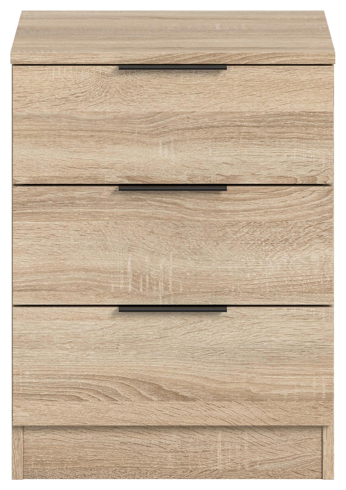 Nachtkästchen Kopenhagen Sonoma Eiche B: 45 Cm - Schwarz/Sonoma Eiche, MODERN, Holzwerkstoff (45/60/40cm) - MID.YOU