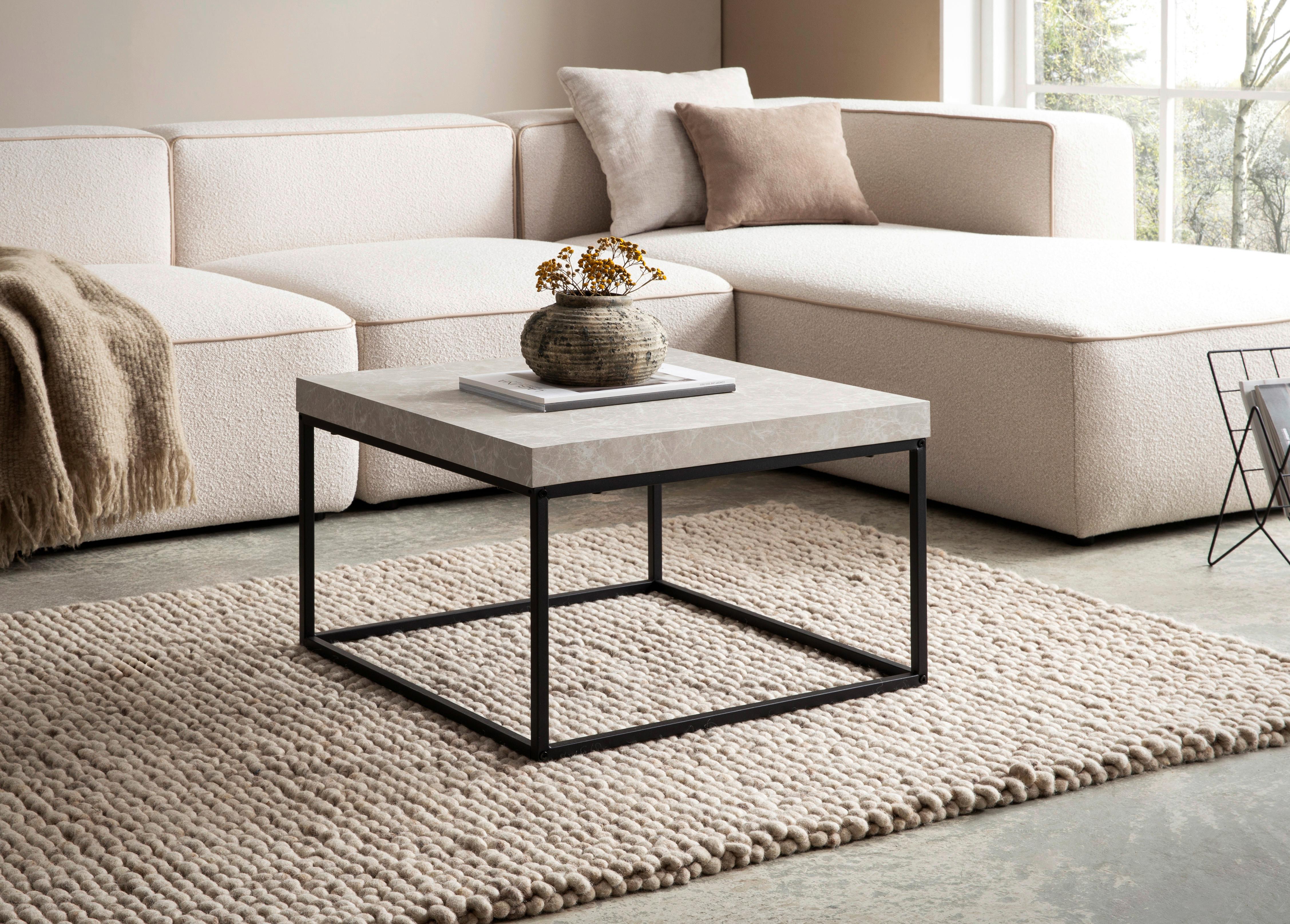 Couchtisch Sandfarben L: 60 Cm - Sandfarben/Schwarz, Design, Holzwerkstoff/Metall (60/60/38cm) - Livetastic