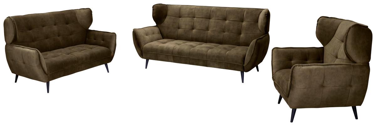 Dvojmiestna pohovka Ariana Ariana, zelená - olivovozelená/čierna, Modern, kov/textil (191/105/98cm)