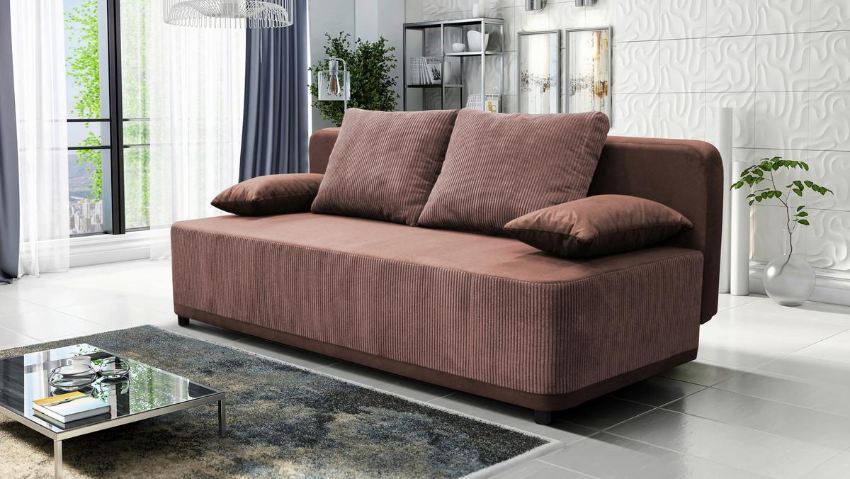 Schlafsofa Stella Koralle B: 197 Cm - Koralle/Schwarz, Design, Textil (197/90/83cm) - MID.YOU