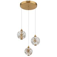 Led-hängeleuchte Virina D:42cm Klar Goldfarben Transparent - Klar/Transparent, KONVENTIONELL, Glas/Kunststoff (42/15cm) - Globo