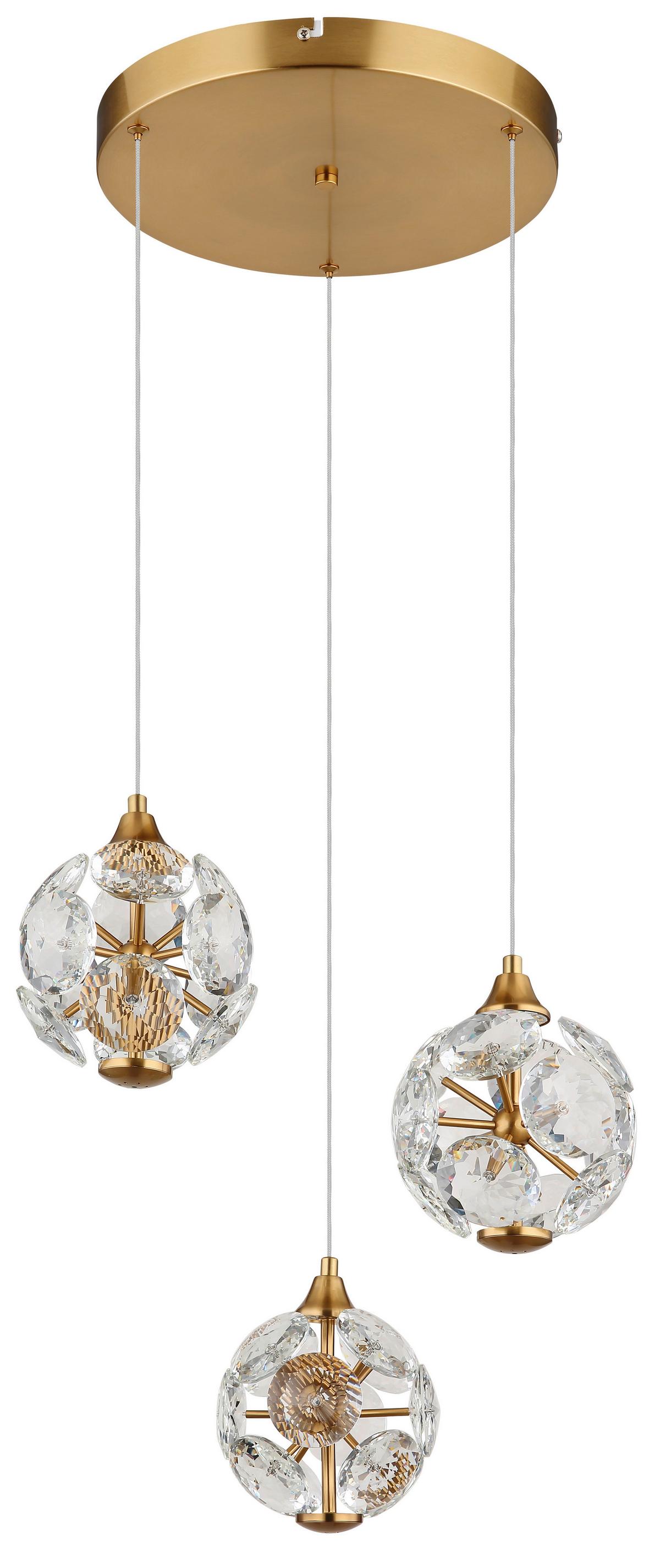 Led-hängeleuchte Virina D:42cm Klar Goldfarben Transparent - Klar/Transparent, KONVENTIONELL, Glas/Kunststoff (42/15cm) - Globo