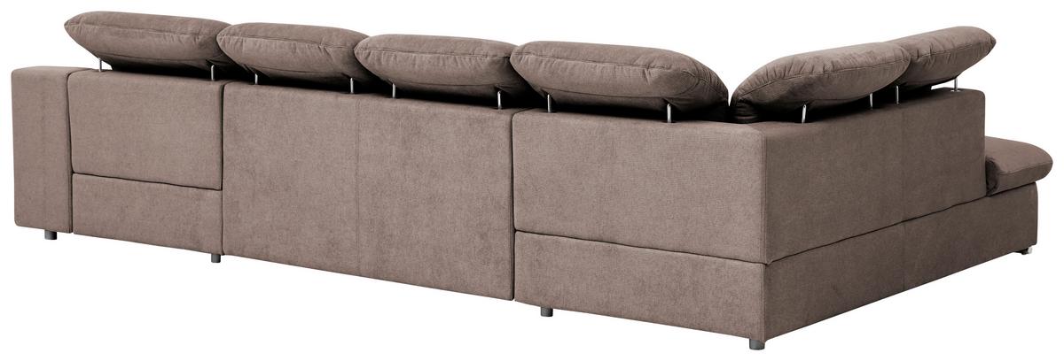 Wohnlandschaft Isona Taupe Chenille - Taupe/Chromfarben, Design, Textil (212/353/165cm) - Livetastic