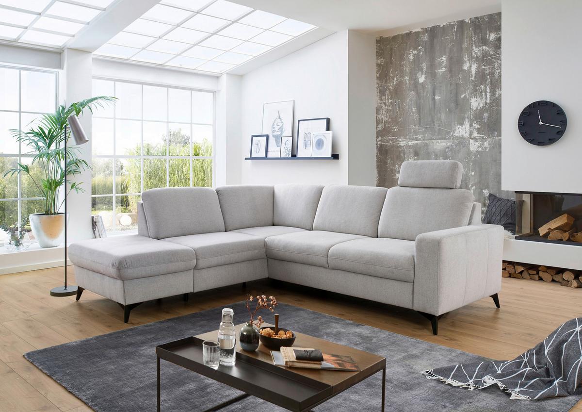 SEDACIA SÚPRAVA LOLLAND - čierna/svetlosivá, Modern, kov/textil (212/249cm)