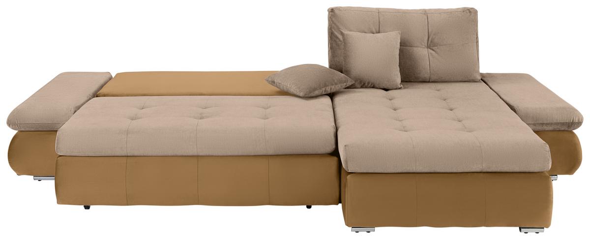 Rohová sedačka ENRICO, oboustranná, béžová - černá/barvy chromu, Konvenční, kov/textil (303/88/185cm) - Based