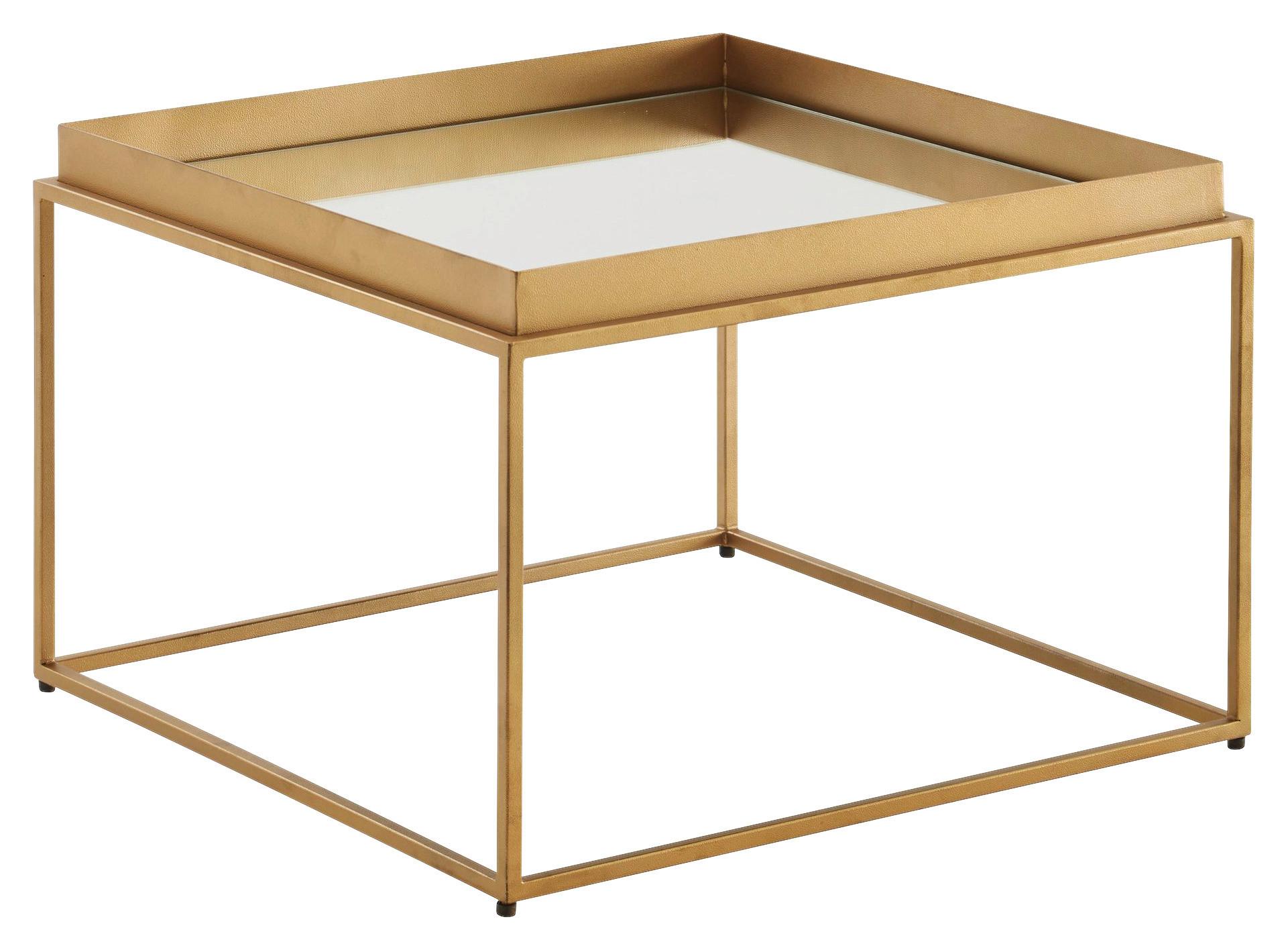 Konferenční stolek barva zlatá - barvy zlata, Design, kov/sklo (60/60/41cm) - MID.YOU