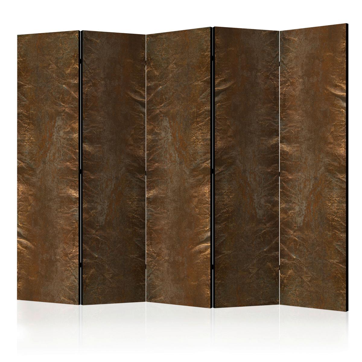 Paravent Braun Goldfarben B: 225 cm - Goldfarben/Braun, Basics, Holz/Kunststoff (225/172/3cm) - artgeist