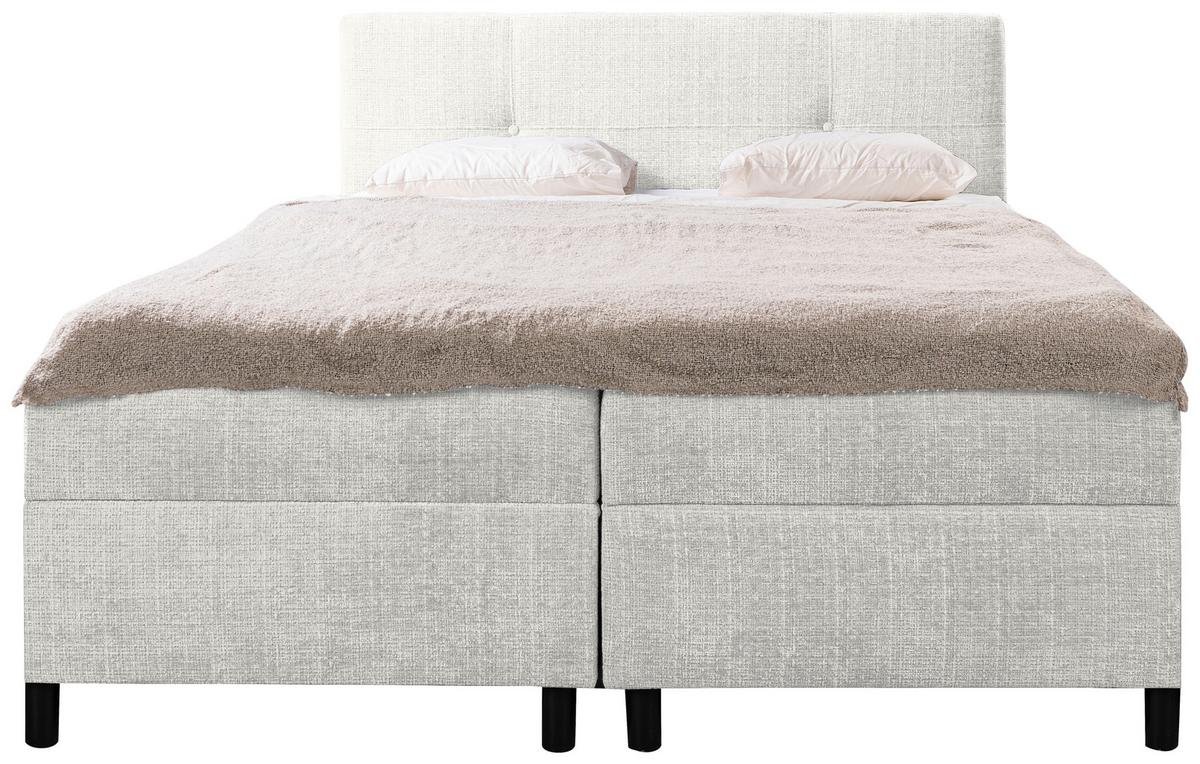 Boxbett mit Bettkasten Haga Creme 180x200 cm - Creme/Schwarz, MODERN, Holz/Kunststoff (180/200cm) - MID.YOU