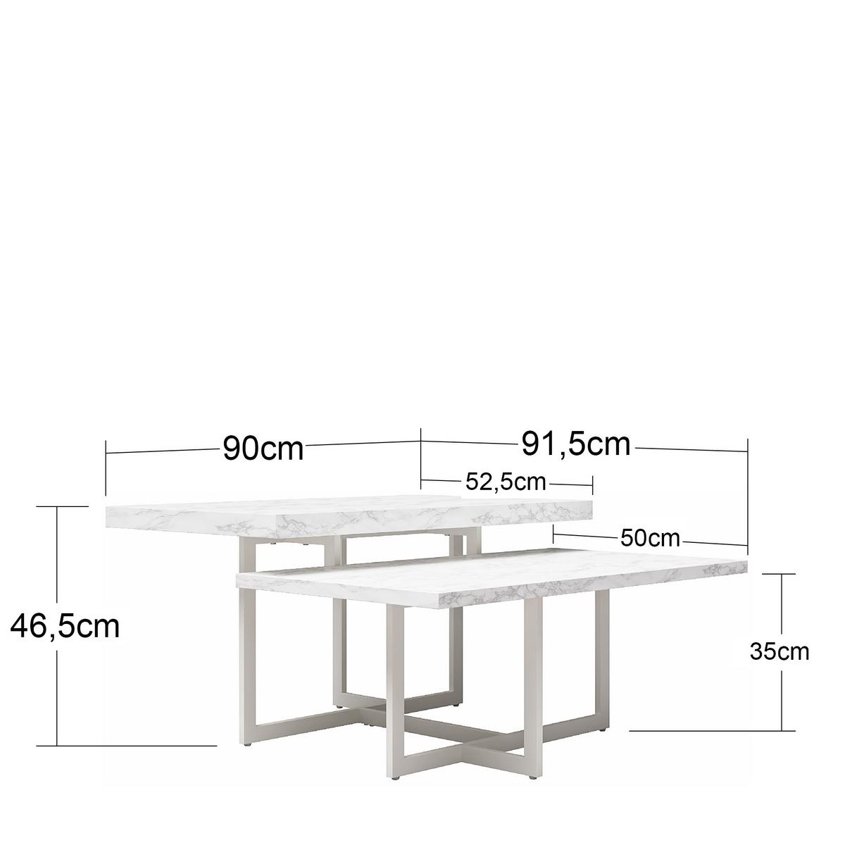Couchtisch Brielle Weiß - Hellgrau/Weiß, Design, Holzwerkstoff/Metall (90/91,5/46,5cm) - MID.YOU