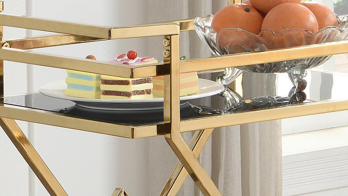 SERVIERWAGEN Schwarz/Goldfarben B: 65 cm - Goldfarben/Schwarz, Design, Glas/Kunststoff (65/40/80cm) - MID.YOU