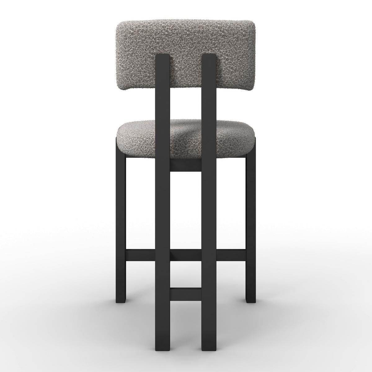 BAROVÁ STOLIČKA JONNA - čierna/svetlosivá, Modern, drevo/textil (51/102/54cm) - Bessagi Home