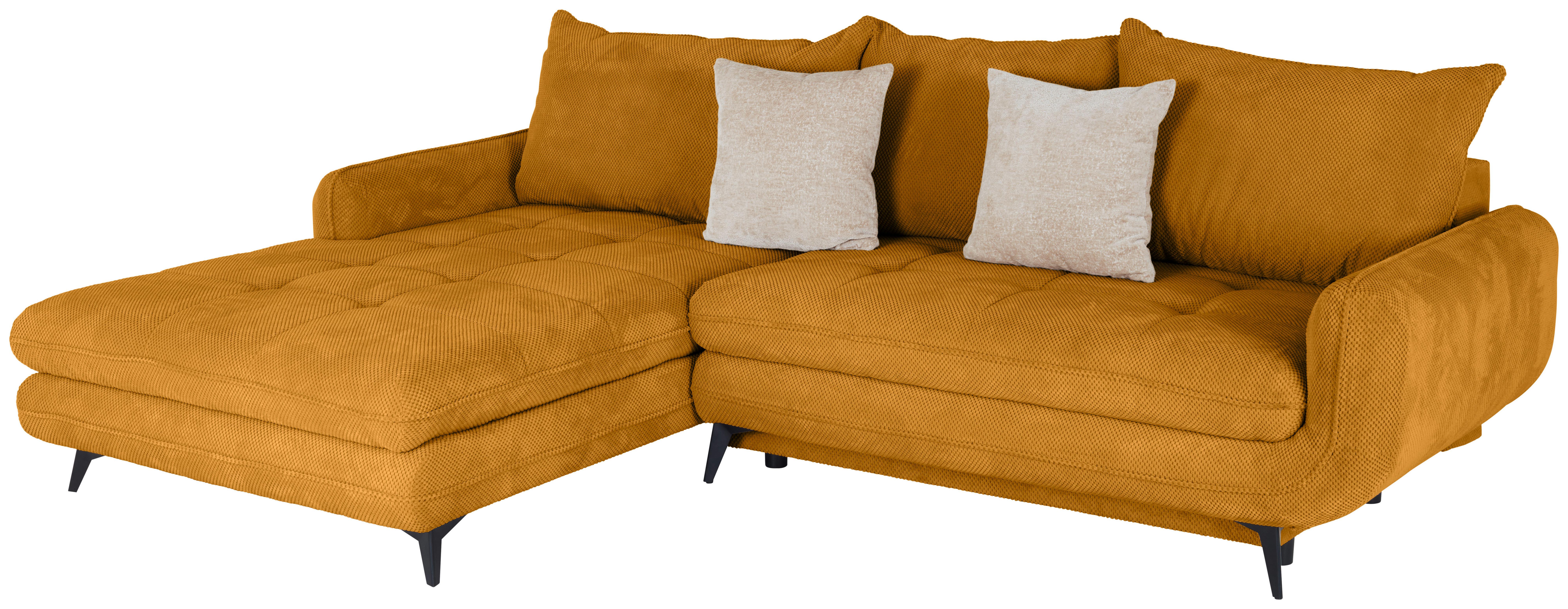 Ecksofa Wave - Senfgelb/Schwarz, MODERN, Textil (189/266cm)