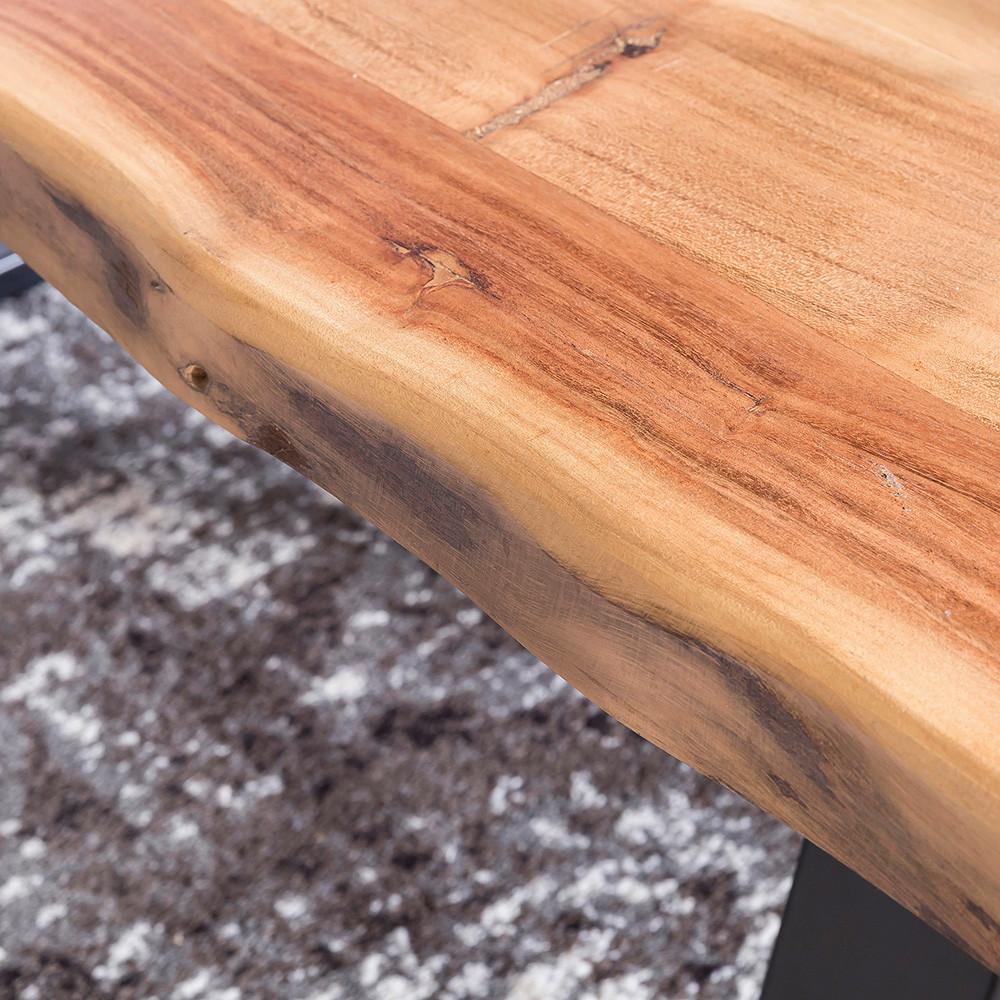 Couchtisch mit Holzplatte Gaya, Akazie/Schwarz - Schwarz/Akaziefarben, Design, Holz/Metall (115/60/40cm) - MID.YOU