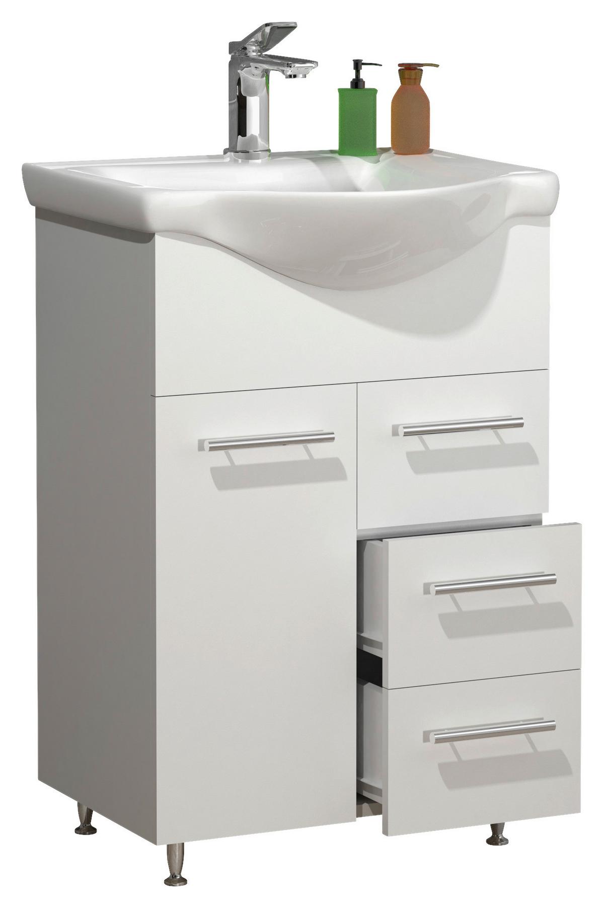 Waschtischkombi Lisalo L - Silberfarben/Weiß, MODERN, Keramik/Holzwerkstoff (55cm) - MID.YOU