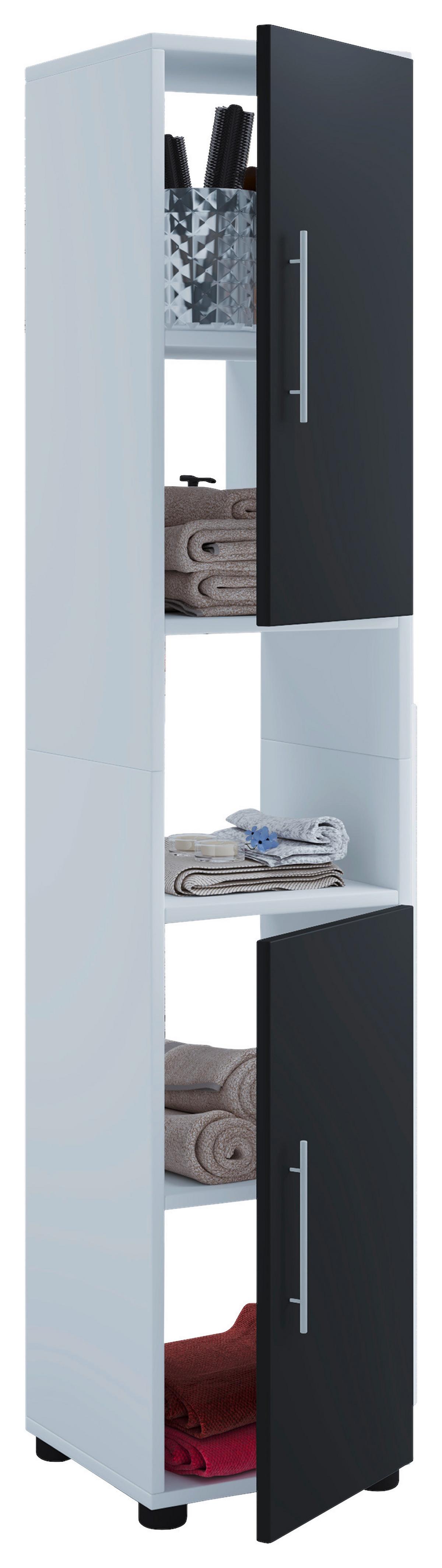 Badmöbel-Set 4-Tlg. Flandu II B: 122 cm Schwarz/Weiß - Schwarz/Weiß, MODERN, Holzwerkstoff (122cm) - MID.YOU