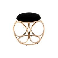 Hocker Edelstahl/Baumwolle Schwarz/Kupferfarben H: 49 cm - Schwarz/Kupferfarben, Trend, Textil/Metall (40/49/40cm) - Kayoom