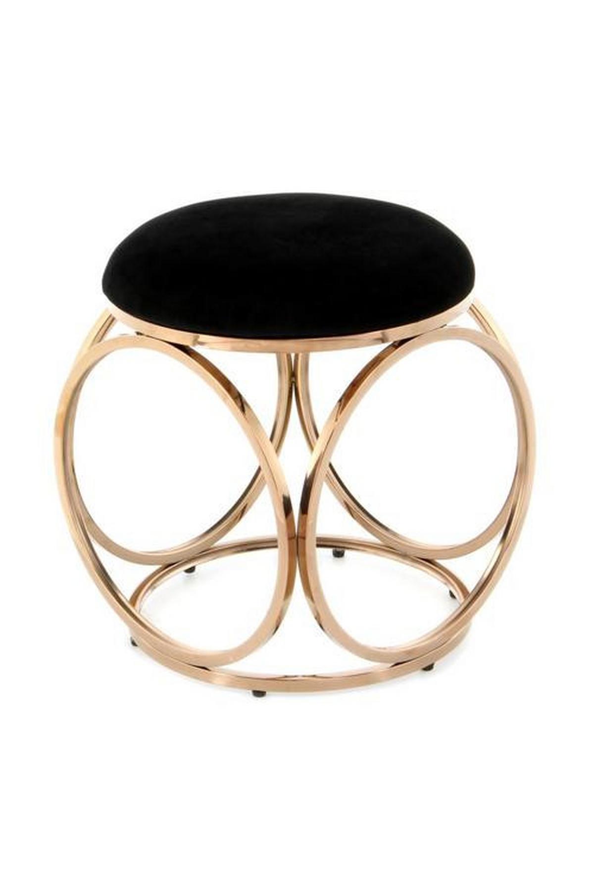 Hocker Edelstahl/Baumwolle Schwarz/Kupferfarben H: 49 cm - Schwarz/Kupferfarben, Trend, Textil/Metall (40/49/40cm) - Kayoom