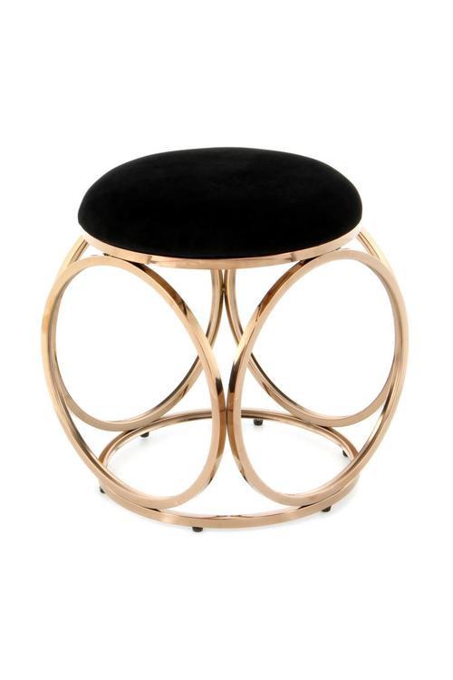 Hocker Edelstahl/Baumwolle Schwarz/Kupferfarben H: 49 cm