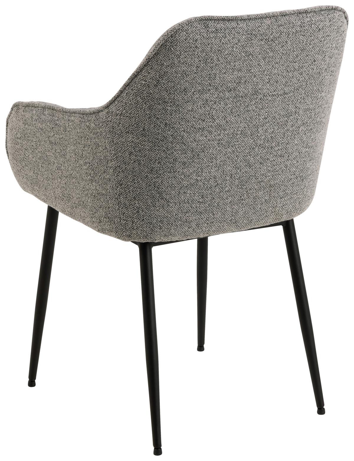 Armlehnstuhl Brooke Grau Gepolstert - Schwarz/Grau, MODERN, Textil/Metall (58/83/55cm) - MID.YOU