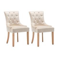 STUHL-SET Creme/Naturfarben 2-teilig - Creme/Naturfarben, MODERN, Holz/Textil (56/91/63cm) - MID.YOU