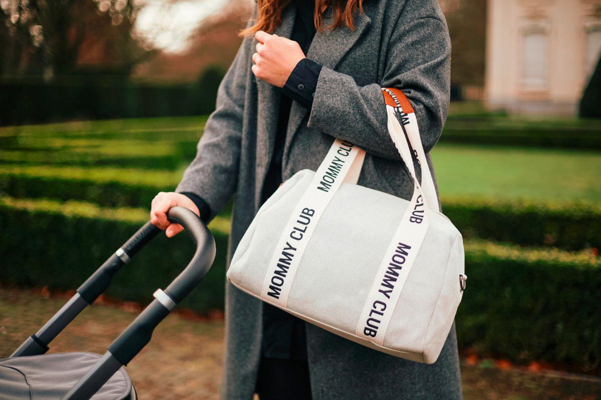 Wickeltasche Mommy Club Creme/Weiß, B: 38 cm - Creme/Weiß, KONVENTIONELL, Kunststoff/Textil (38/21/27cm) - Childhome