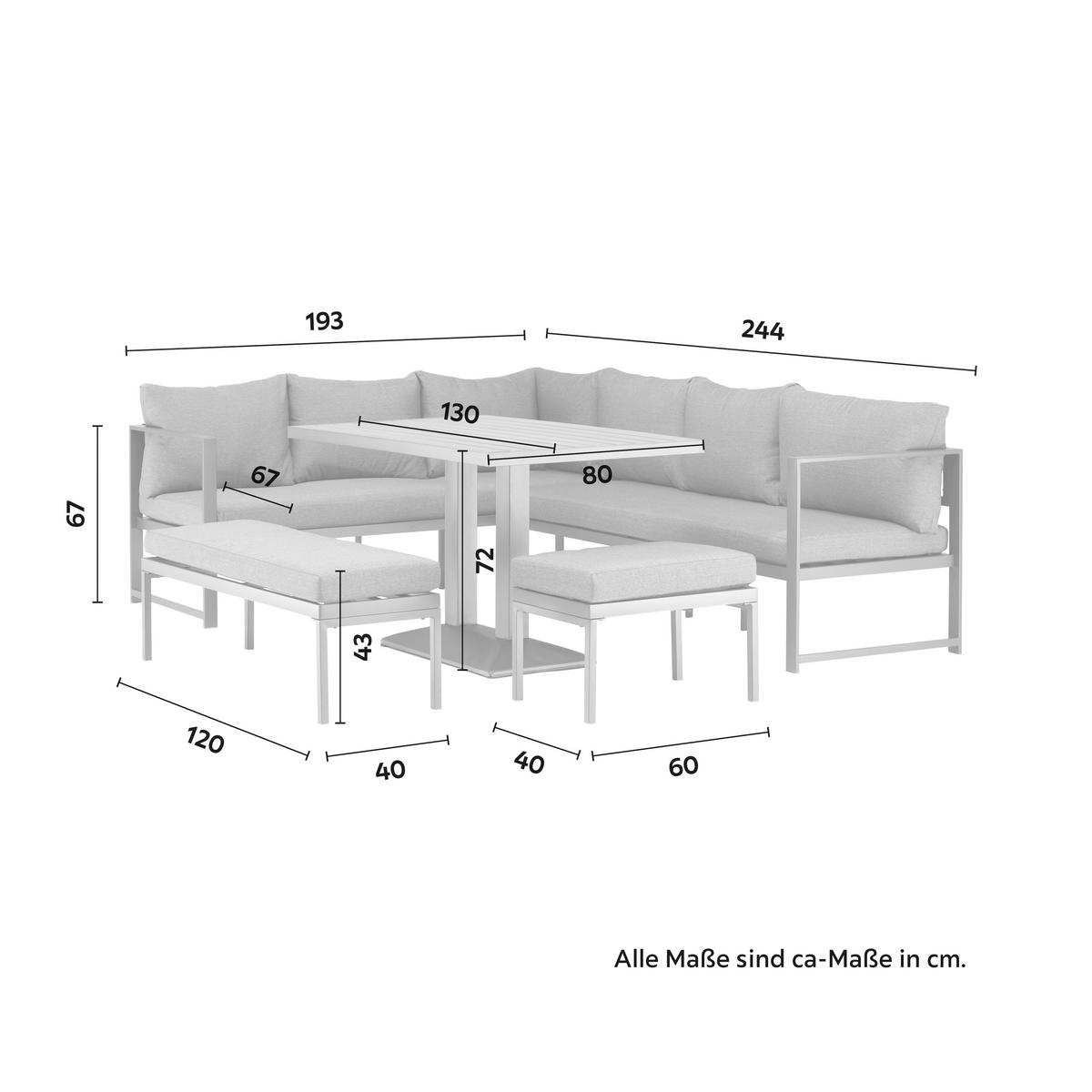 TERASOVÁ SEDACÍ SOUPRAVA WALTER - šedá/antracitová, Moderní, kov/textil (244/192/67cm) - Mömax