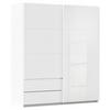 Skriňa s posuv. dverami ELARA biela/biele sklo, š. 181 cm - biela, Konventionell, kompozitné drevo (181/210/62cm)
