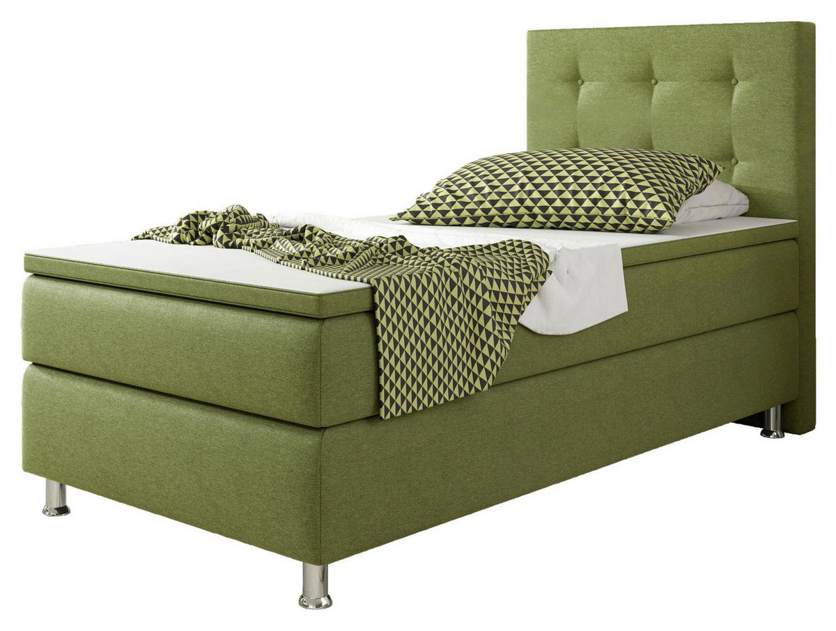Boxspringbett Mit Topper 90x200 Köln - Silberfarben/Grün, KONVENTIONELL, Textil (90/115/210cm) - MID.YOU