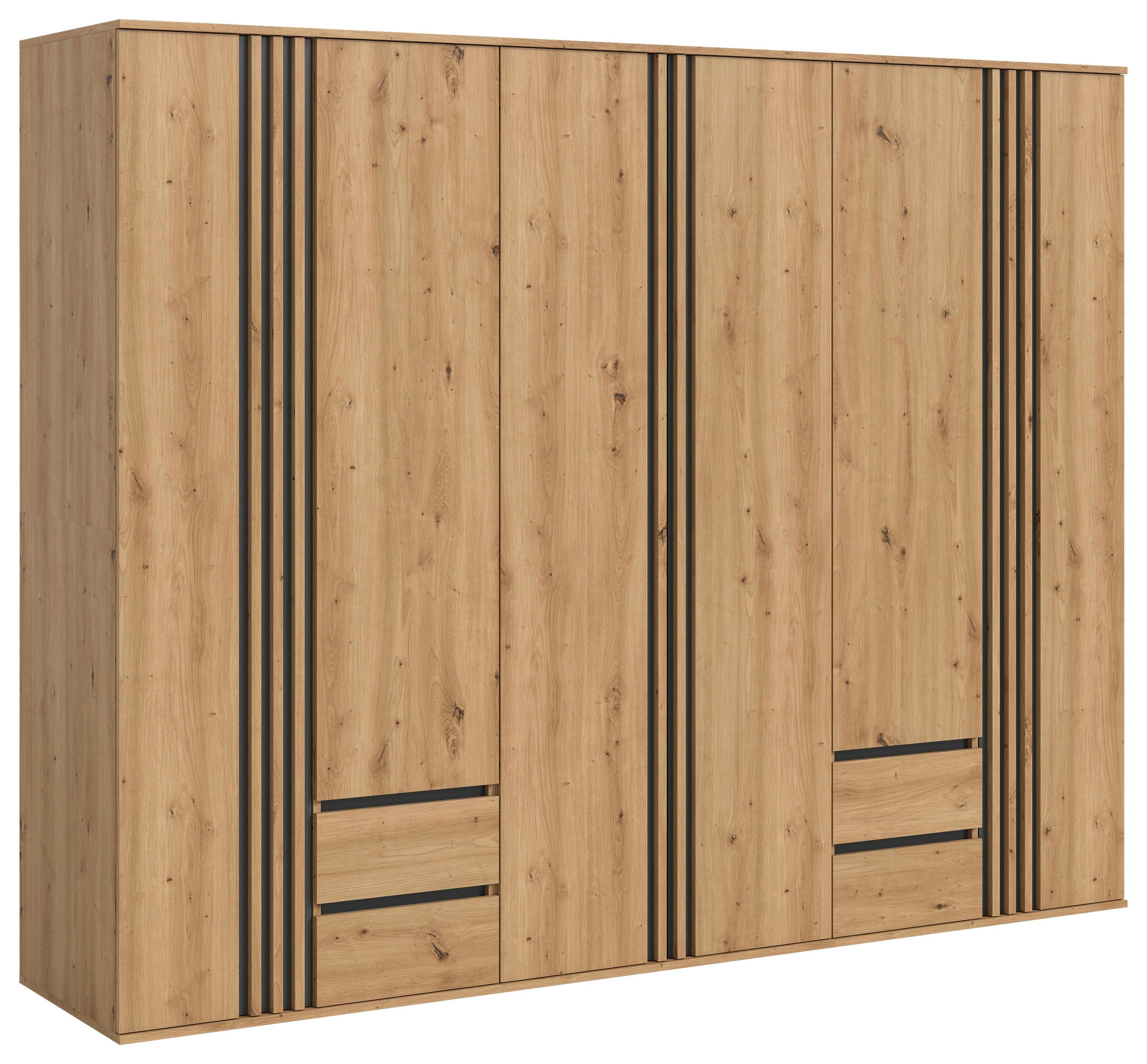Drehtürenschrank Tofta Eiche Dekor/Anthrazit B: 240cm - Anthrazit/Eiche Artisan, ROMANTIK / LANDHAUS, Holzwerkstoff (240/192/56cm) - Livetastic
