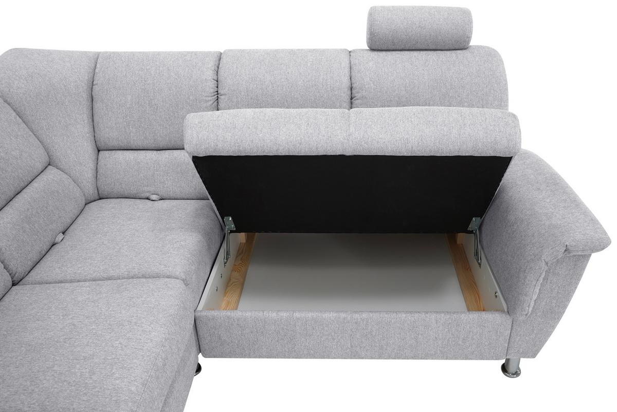 Sedačka MARSYLIA, pravá, modrošedá - černá/barvy stříbra, Design, kov/dřevo (270/219cm) - MID.YOU