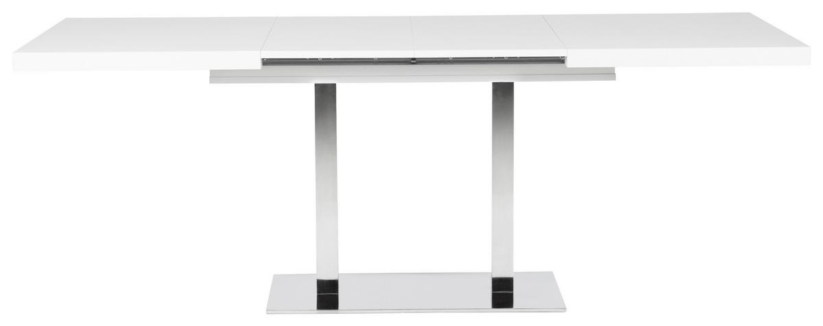 Kihúzható Étkezőasztal Quadrato - nemesacél/fehér, Modern, faalapú anyag/fém (120/80/75cm)