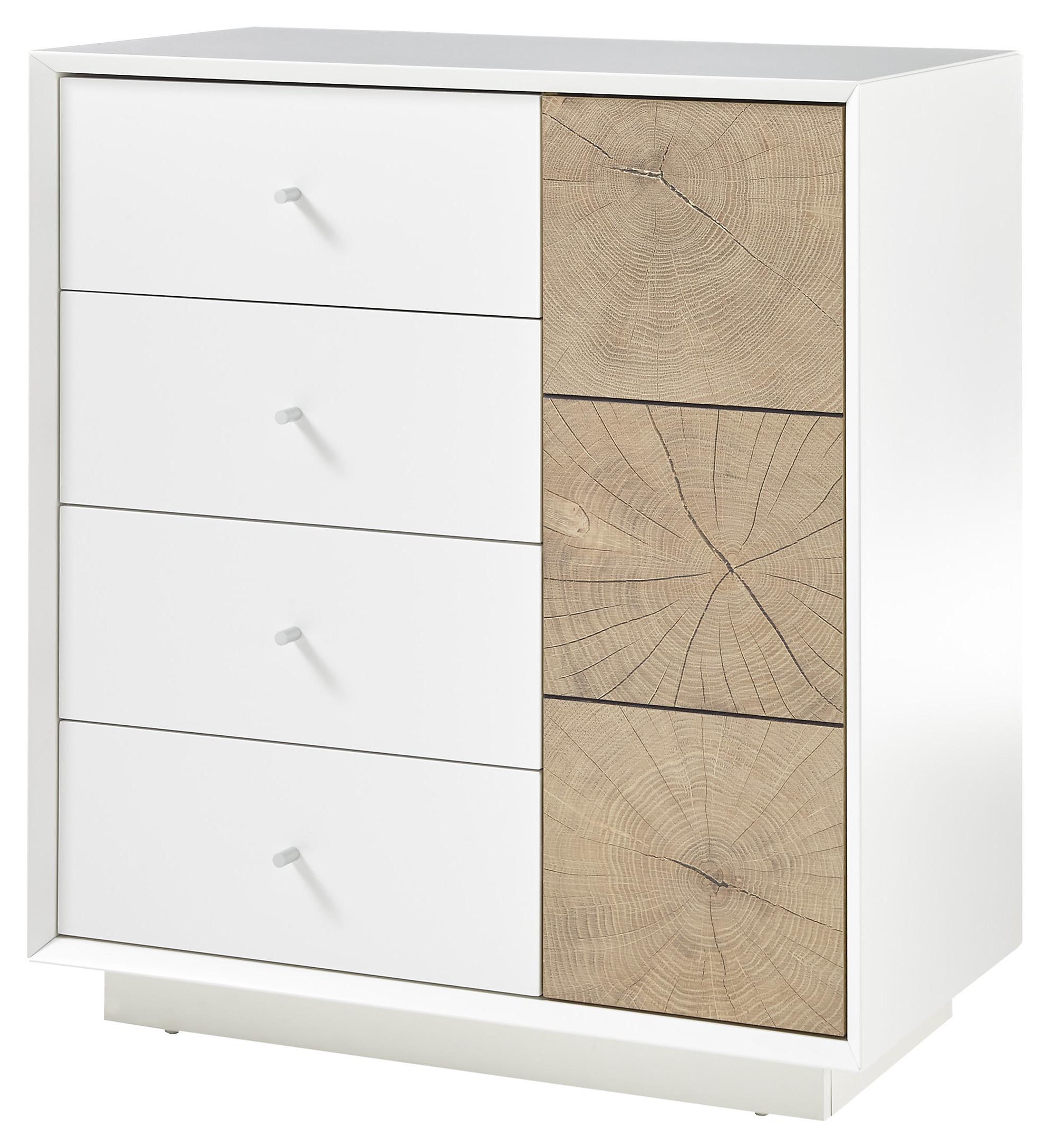 Kommode B: 76 cm Jamaika, Weiß/Eiche Dekor - Eichefarben/Weiß, MODERN, Holzwerkstoff (76/83/40cm) - Livetastic