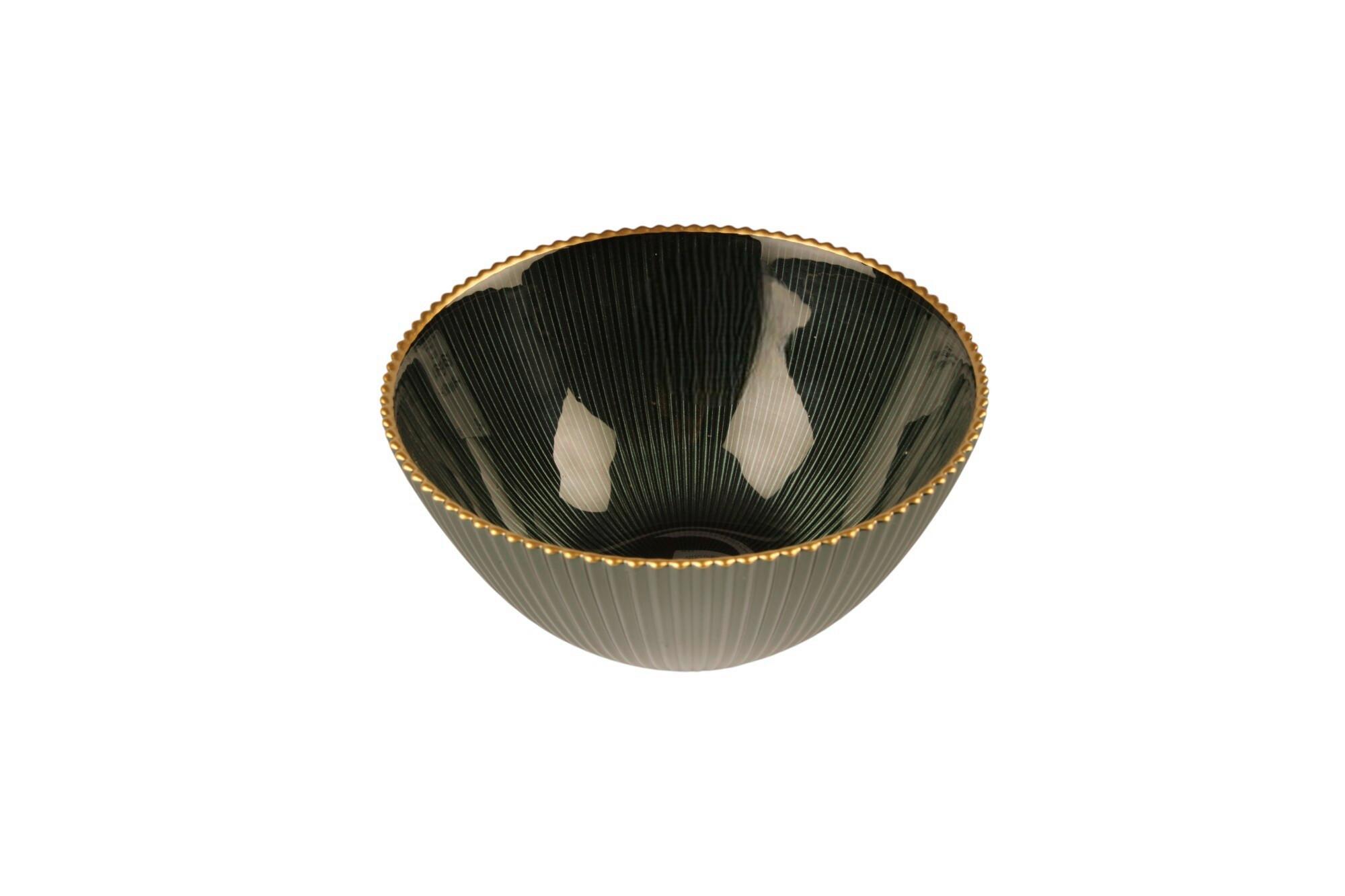 Schüssel Filipa - Dunkelgrün/Goldfarben, Design, Glas (14,5cm) - Luca Bessoni