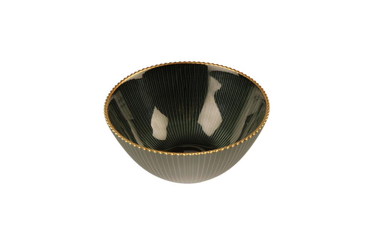 Schüssel Filipa - Dunkelgrün/Goldfarben, Design, Glas (14,5cm) - Luca Bessoni