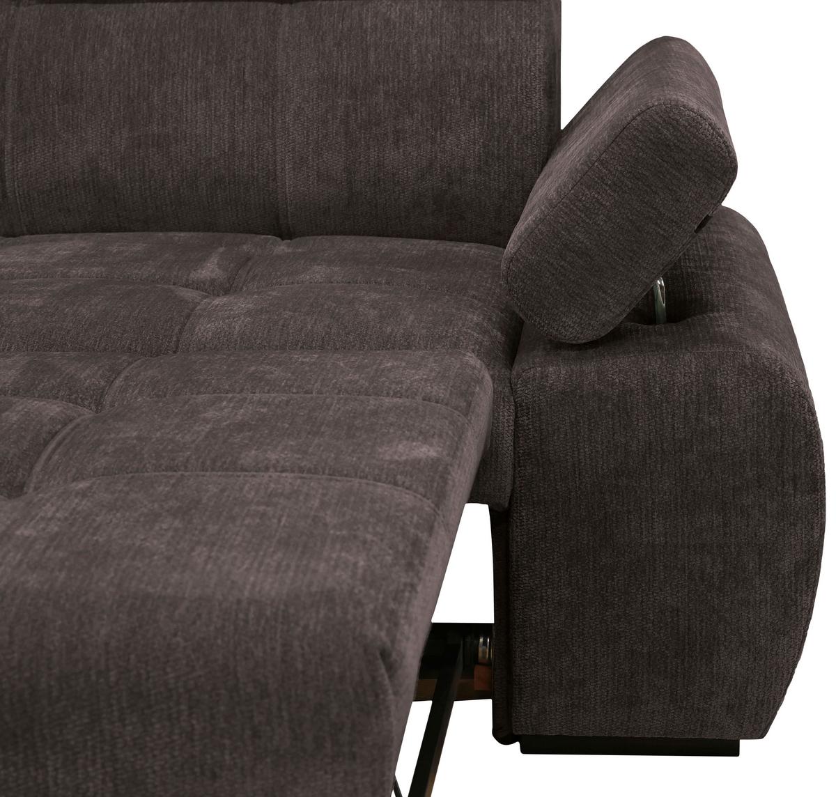 Rohová sedačka VEGAS, levá, tmavě hnědá žinylka - tmavě hnědá/černá, Design, dřevo/textil (173/294cm)