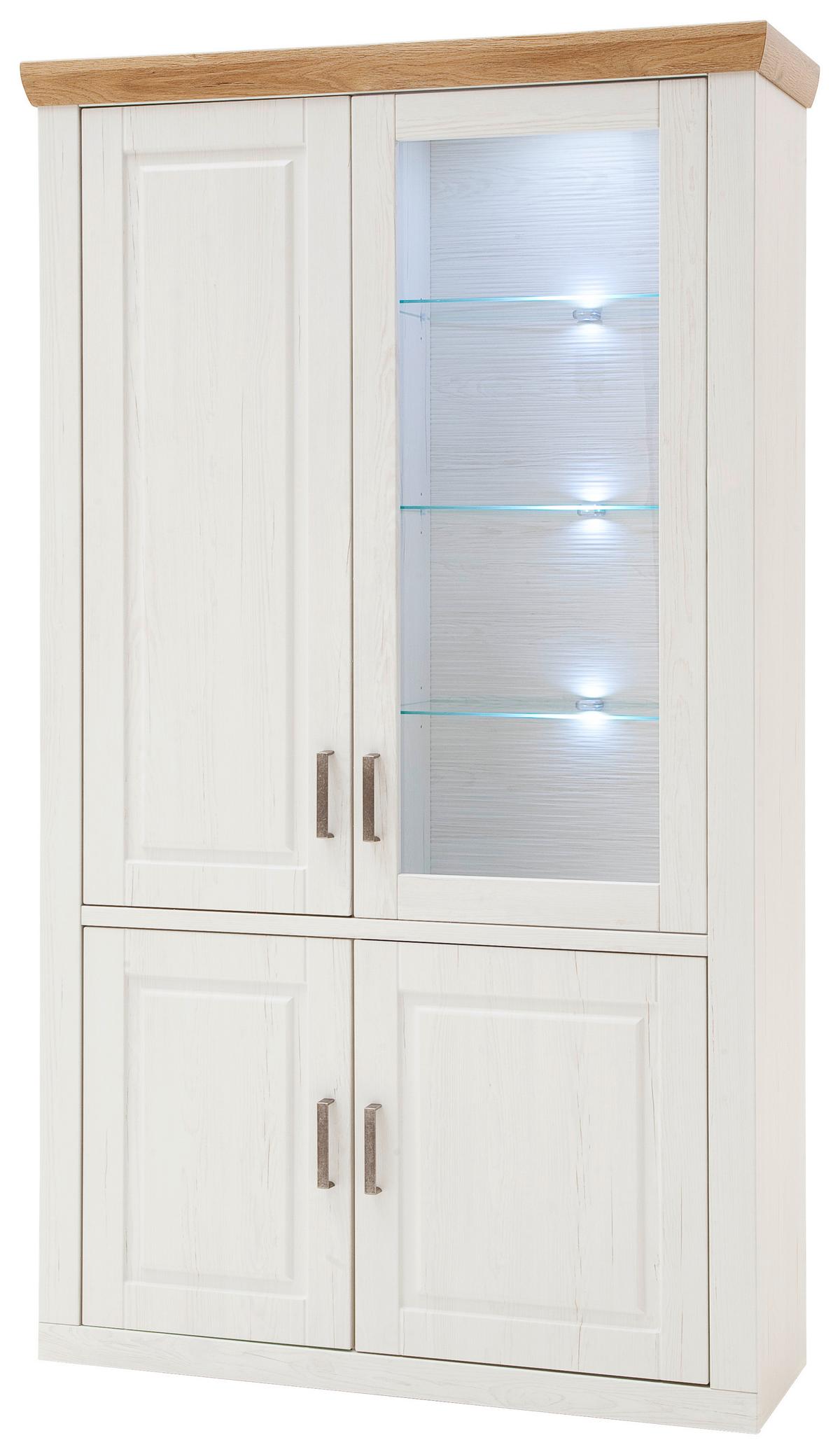 Vitrine Brixen B: 118 cm Eiche/Pinie Dekor - Eichefarben/Pinienfarben, Basics, Glas/Holzwerkstoff (118/210/40cm) - Livetastic