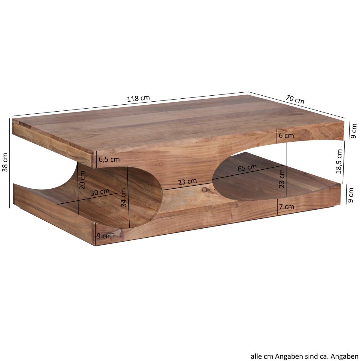 COUCHTISCH WL1.522 - Akaziefarben, Design, Holz (118/70/38cm) - MID.YOU